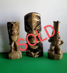 Set of 3 Wooden Tiki Sex Toys.